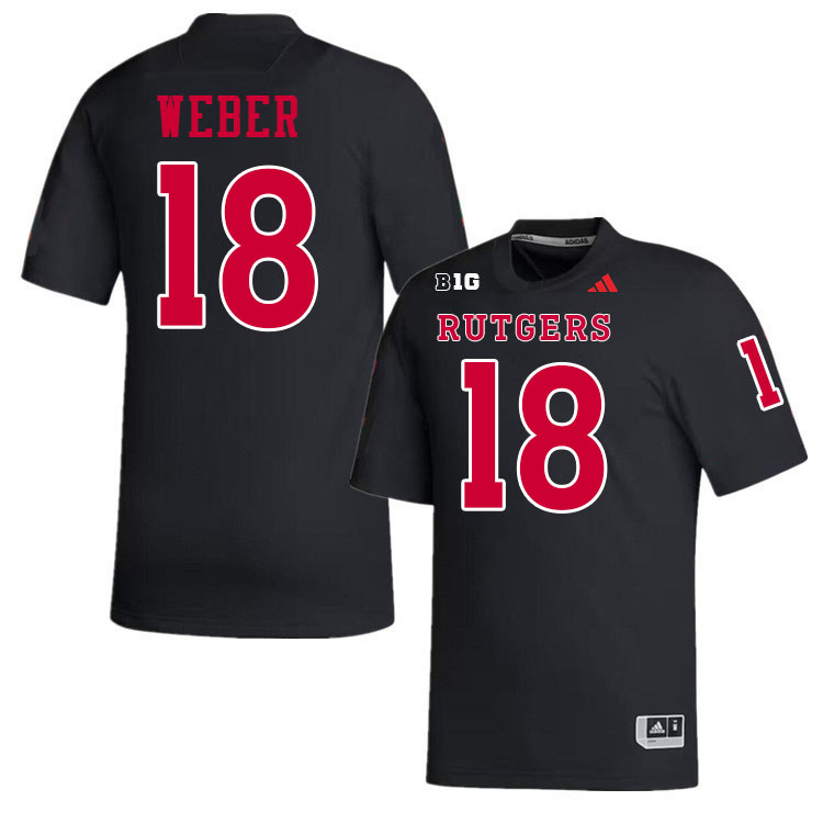 Rutgers Scarlet Knights #18 Colin Weber College Football Jerseys Stitched-Black Rutgers Scarlet Knights #18 Colin Weber College Football Jerseys Stitched-Black